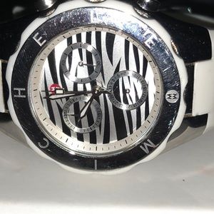 Michele White Zebra Print Tahitian Jelly Watch
